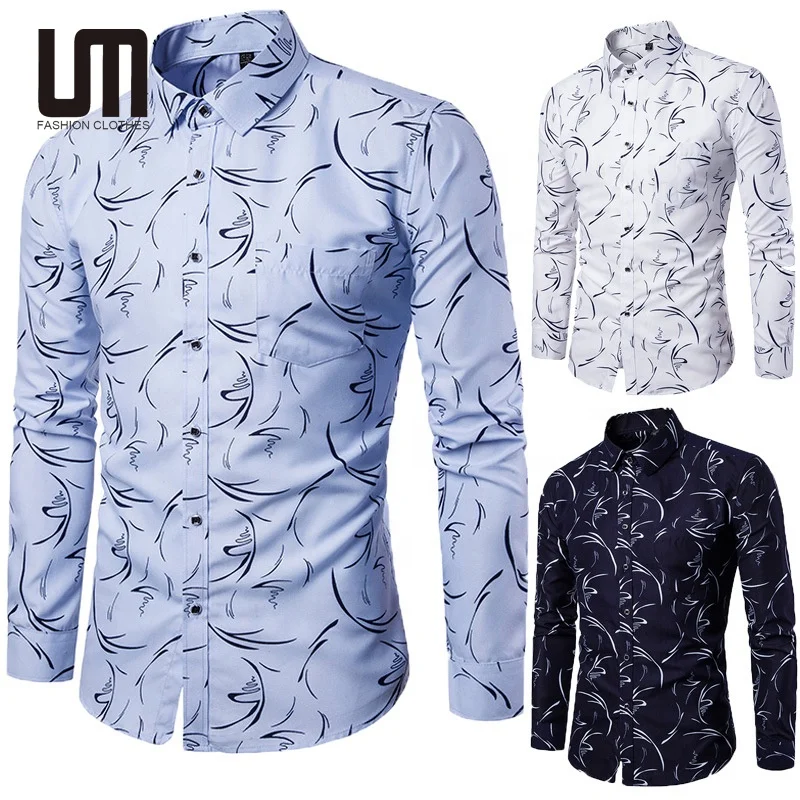 Liu Ming Wholesale 2024 Spring Summer Fashion Trend Youth Casual Slim Printed Cotton Shirts For Men