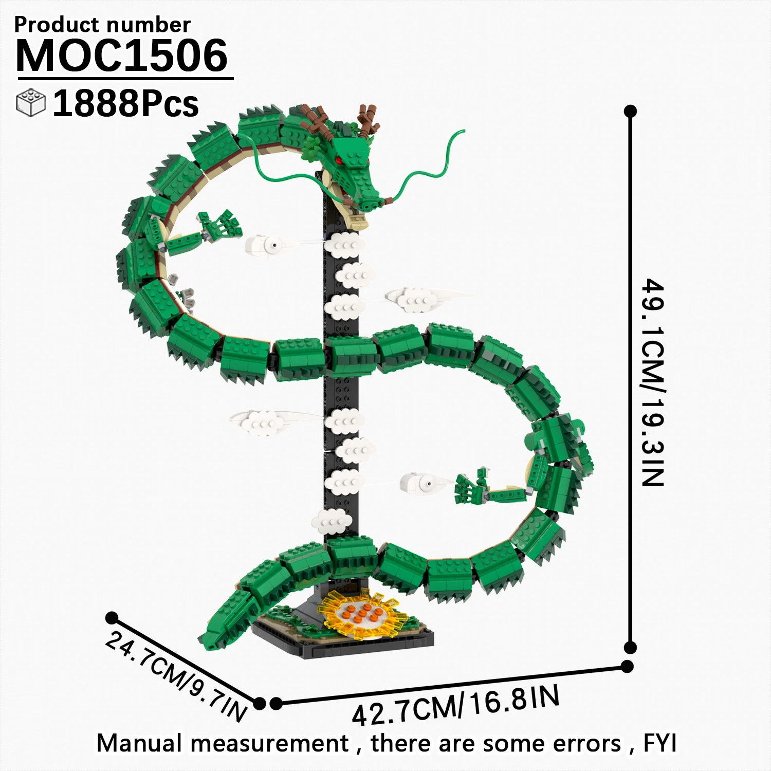 MOC1506 Shenron 1888Pcs Bricks Japanese Anime DBZ Dragone Compatible Assemble Particles Education DIY Building Blocks Kids Toys