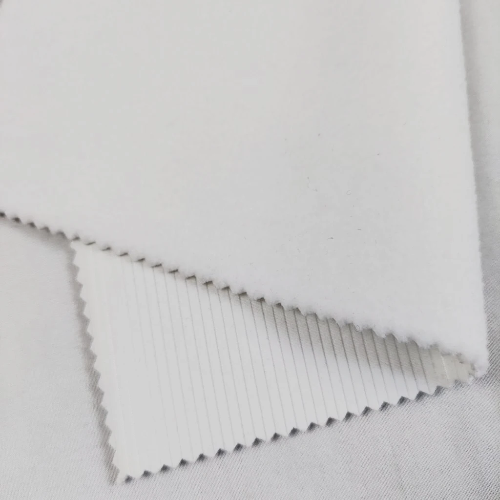 UOO Laminated Fabric Softshell Ribbed 4-way Stretch Polar Fleece Fabric Laminated with Sublimation Heat Transfer Film for Jacket