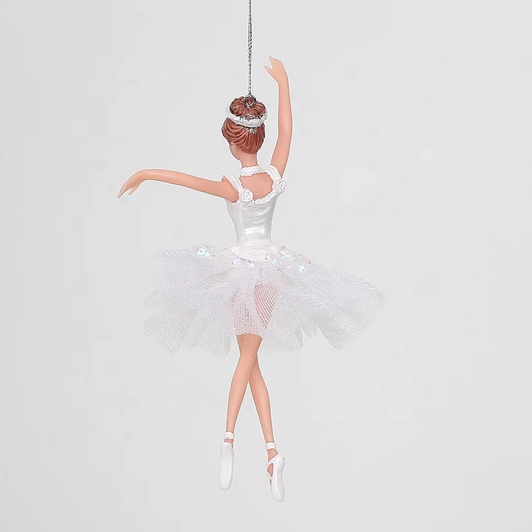 SOTE Handmade Xmas Hanging Decoration Ballerina Figurine Small Plastic Toys White Dress Ballerina Dancer For Christmas Ornaments