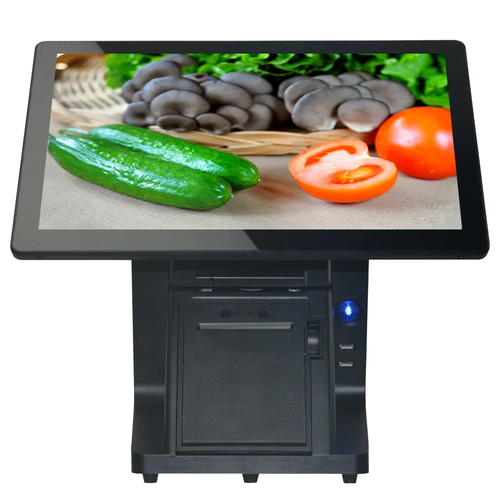 all in one cash register pos system15.6inch linux pos machine with printer