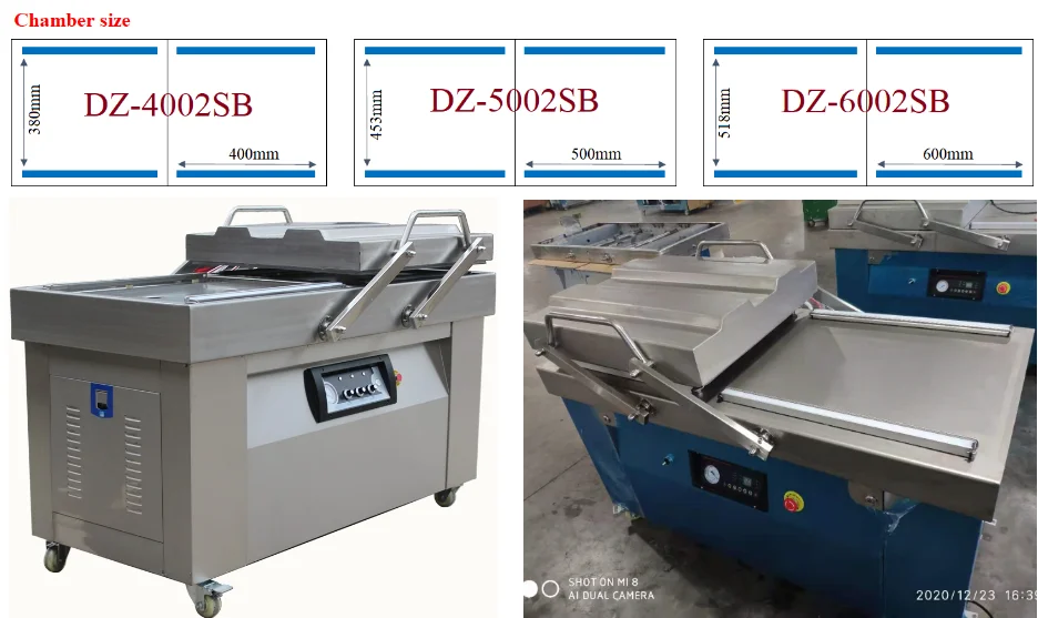 DZQ 600 / 2SB small scale vacuum packaging machinery two chamber vacuum packing machine food industrial DZ-600/2F