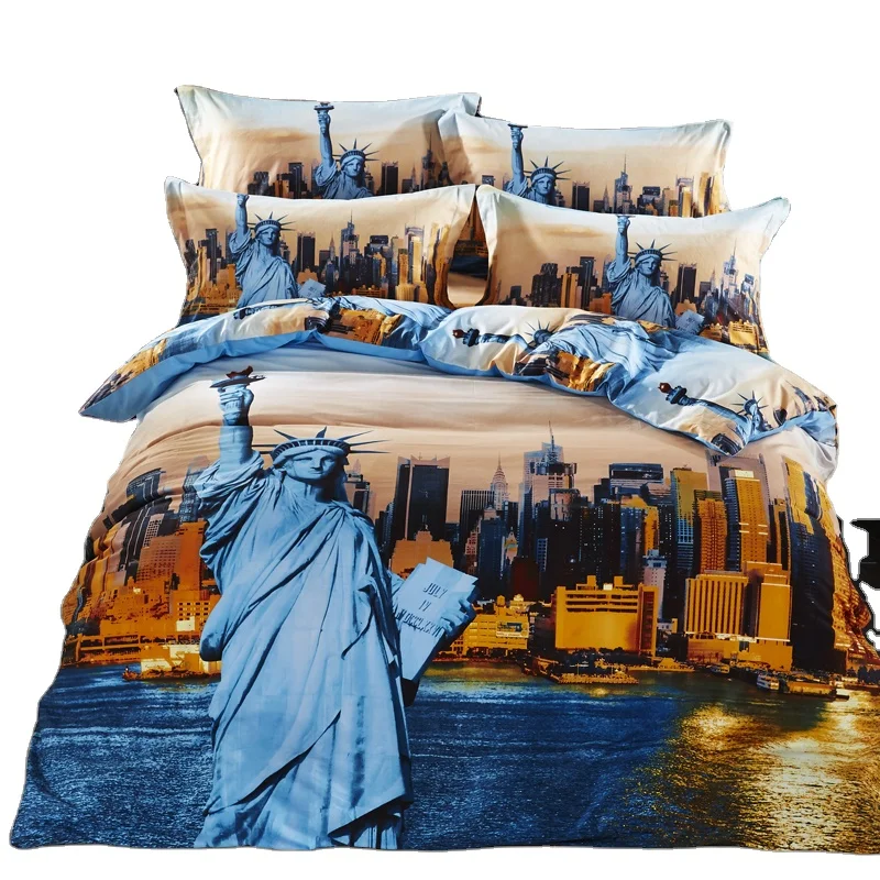 Европейский стиль, постельное белье из трех предметов в европейском стиле с изображением статуи Свободы, цифровой Экспорт, пододеяльник eBay3D