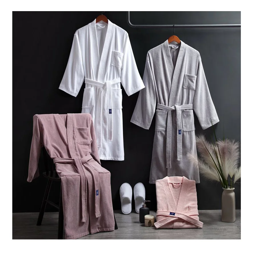  Оптовая торговля роскошный спа-отель белый bathrobe100 % хлопковые спа поставки 5 звездочный отель принадлежности