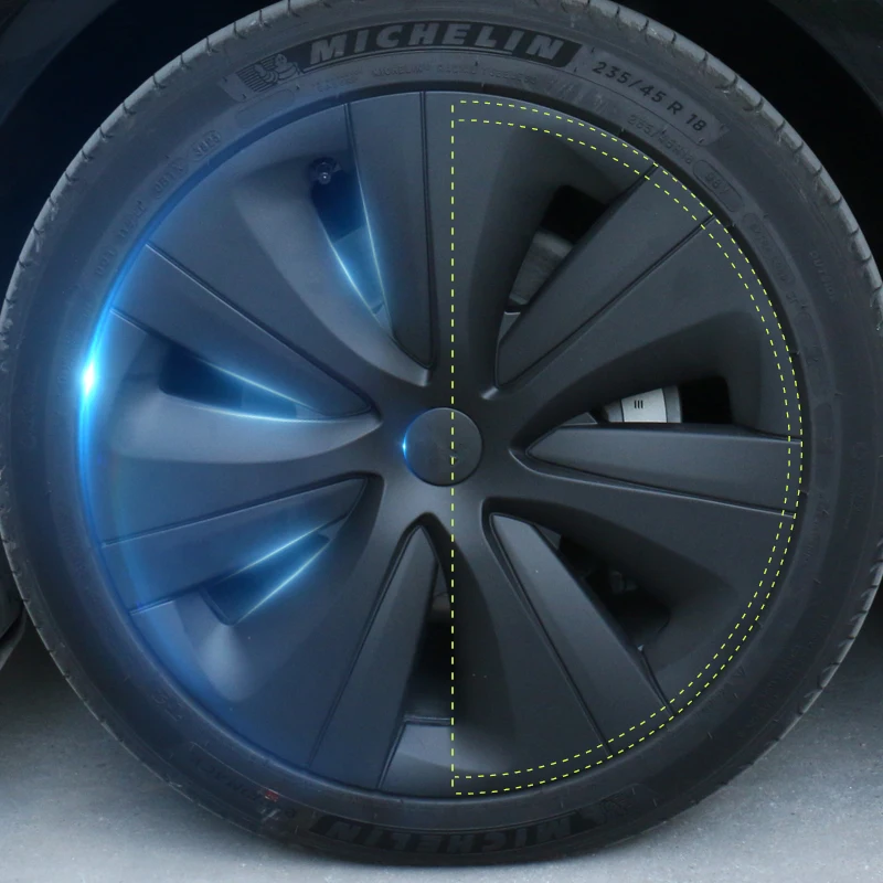 Fits 2023 Tesla Model 3 Highland Wheel Cover Hubcap 18 Inch Matte Black Symmetry Design (4 PCS)  For Model 3 Aero Wheel Cover