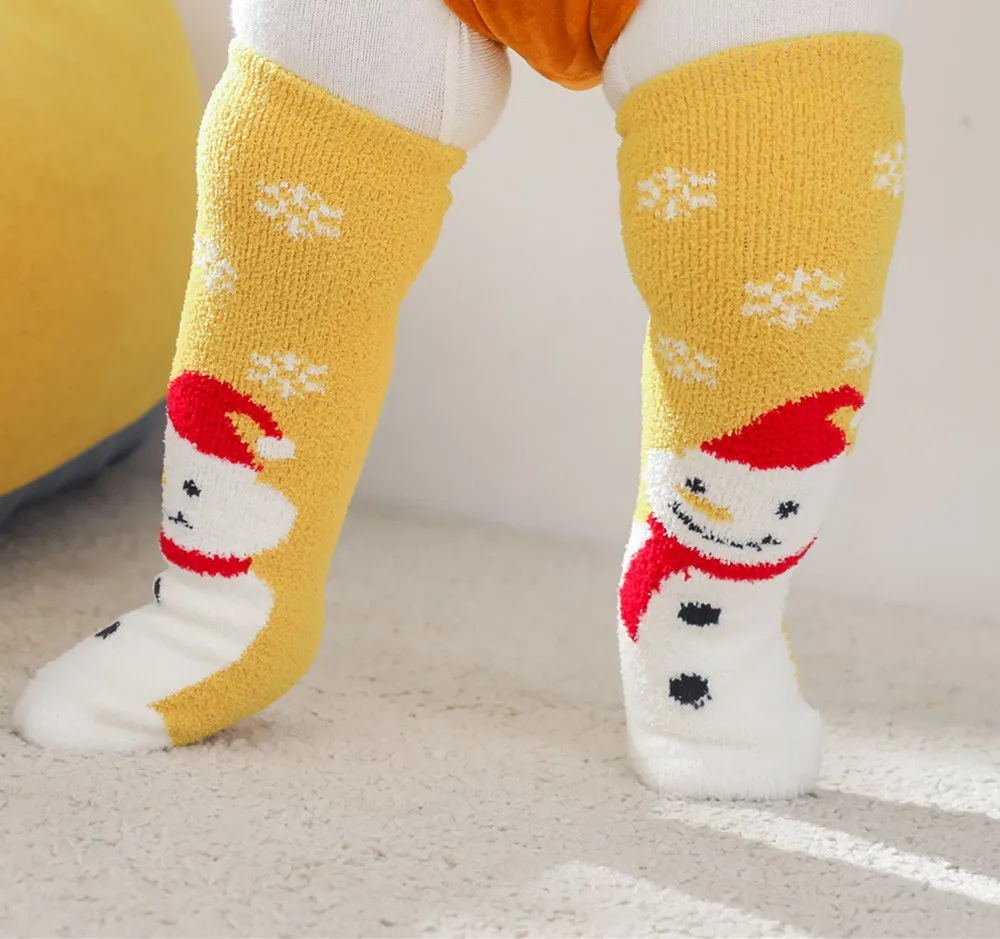 Floor thicker coral fleece sleep santa socks wholesale price baby socks cute thigh high comfy warm socks