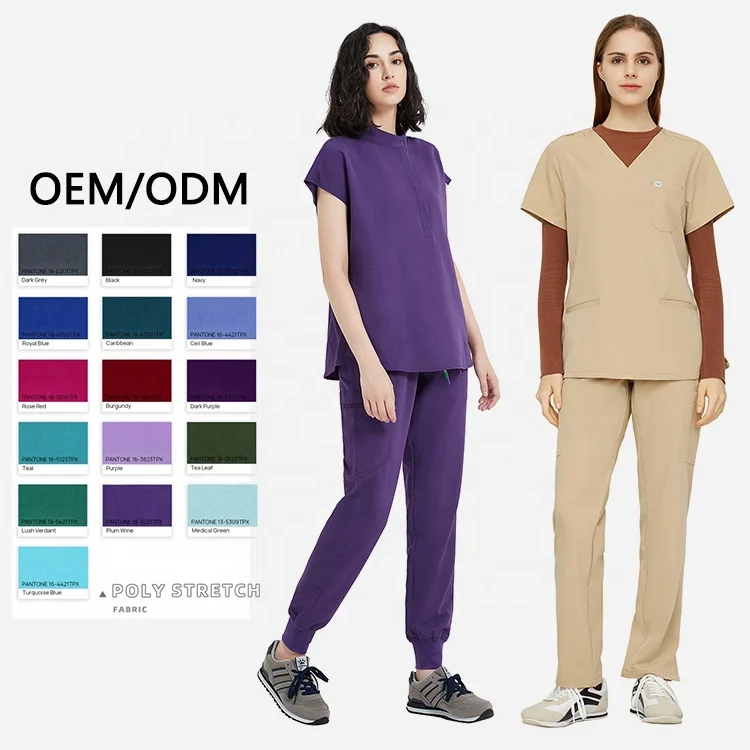 High Quality Scrub Nurse Hospital Uniform Scrubs Sets Women Workwear Beauty Medical Spandex Scrubs Uniform Sets For Women