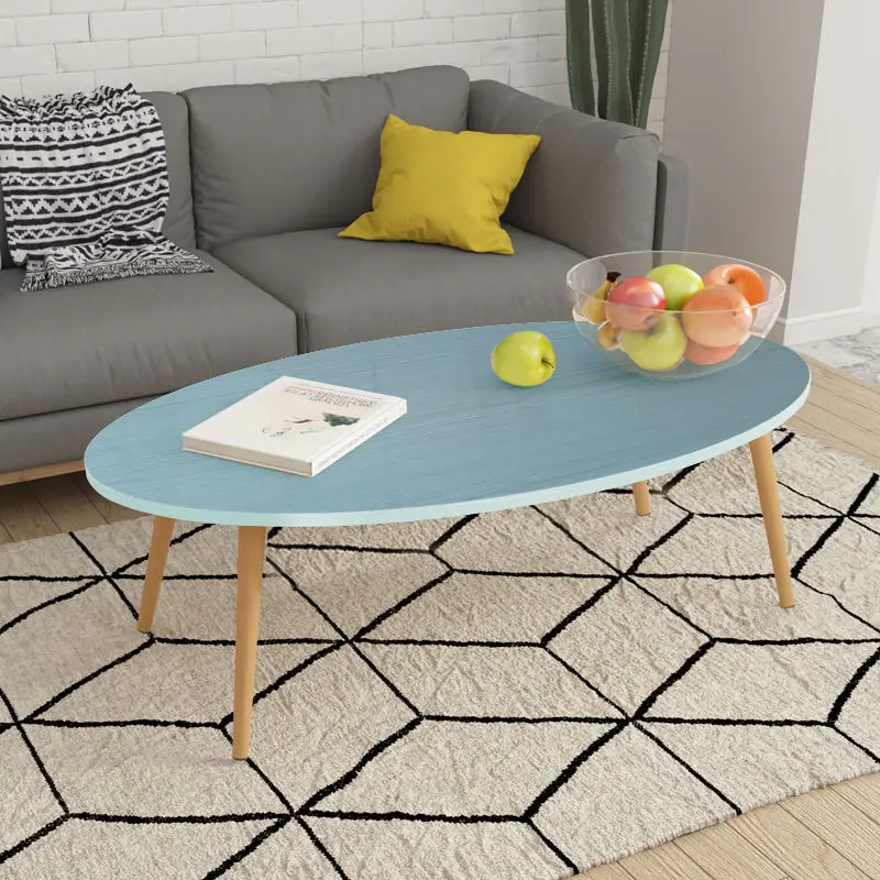 Современный декоративный деревянный журнальный столик овальной формы для гостиной