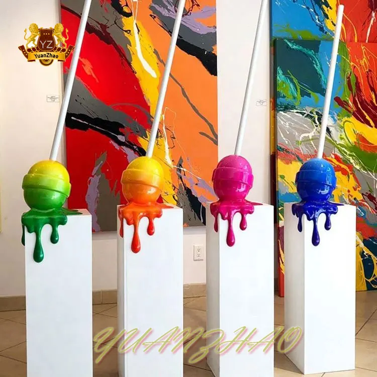 Resin Big Candy Sculpture Fiberglass Lollipop Statue for Mall