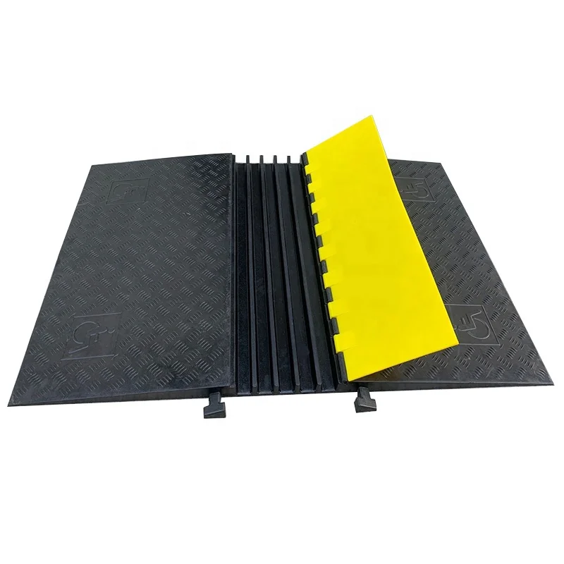 1270X900X50mm 5 Way Channel Rubber Cover Cable Ramp Road Safety Cable Protectors