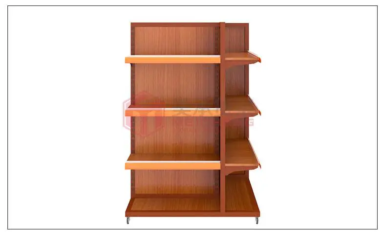 Meicheng 4 Side Supermarket Promotion Display Counter Wood Display Shelves For Retail Stores Cosmetic Supermarket Shelves