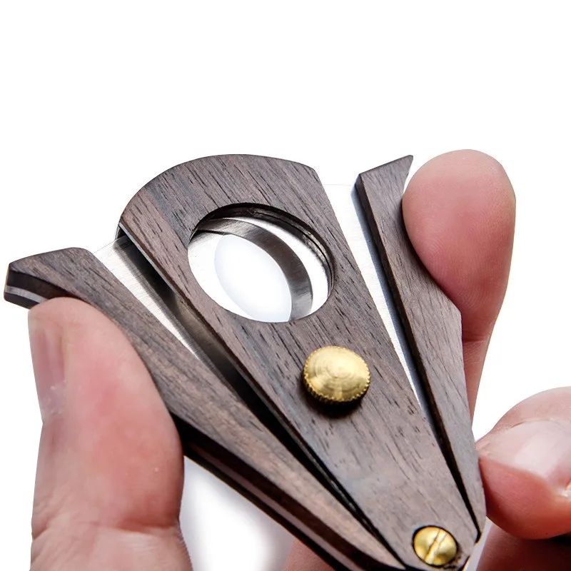 Stainless Steel Cigar Knife Cutter Cigar Set Luxury Wood Cigar Cutter