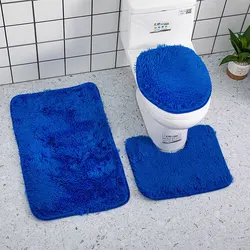 Customizable High Quality Soft Modern Non-slip Bottom multi-color Toilet Bath Floor Mat Rug 3 Pieces Bathroom Carpet Set