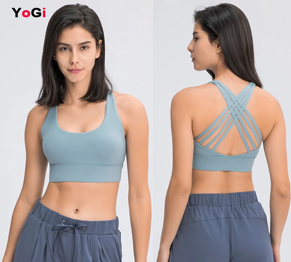 2021 new design women vest top sport double-sided suede cross back breathable running training sports bra without steel ring