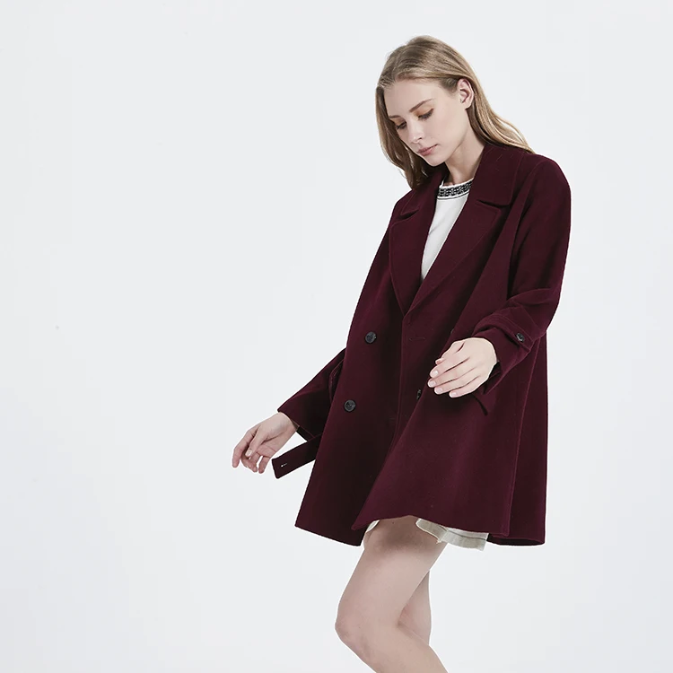 Europe America fashion long coats women wool cashmere blend coat double breasted