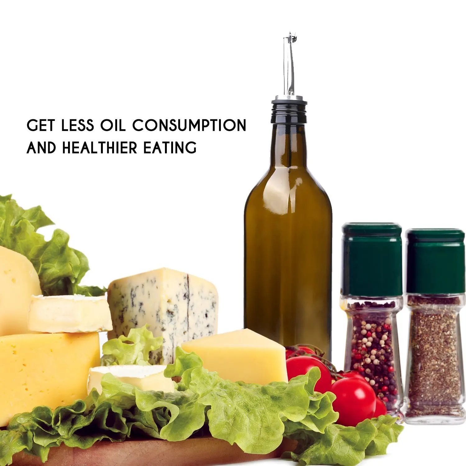 Glass Olive Oil Bottle Dispenser 500ml Brown Oil and Vinegar Cruet with Pourers and Funnel