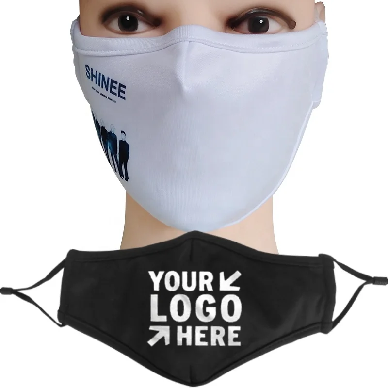 Customized Sublimation Pattern Printed Dustproof Cotton Black Maskes Fashion Designers Reusable Facemask With Customised Logo