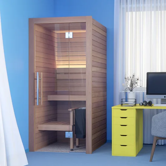 Indoor Finland Solid Wood Traditional Steam Sauna Room