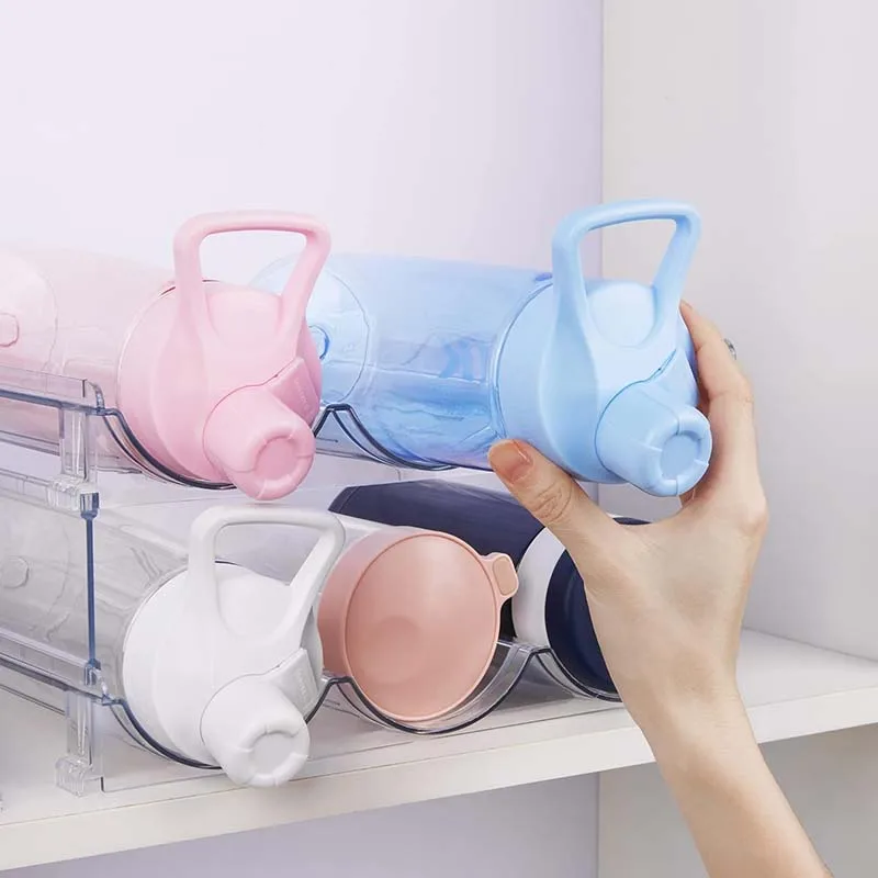 Premium 4 Pack Stackable Water Bottle Organizer Clear Plastic Cup Storage Rack Holder for  Cup Travel Mug Wine Rack Display