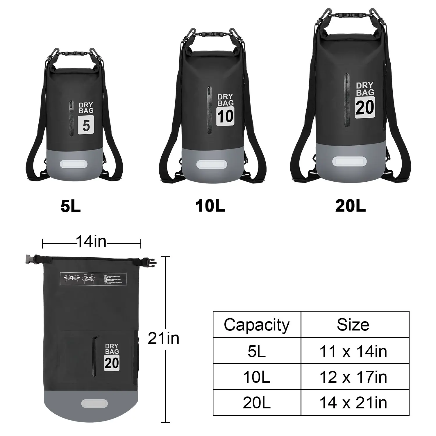 
Custom Logo Dry Bag Fashion Container Waterproof Dual Strap Roll Top Floating Backpack 