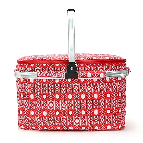 Custom Large Color Print Insulated Folding Waterproof Insulated Cooler Tote Picnic Basket