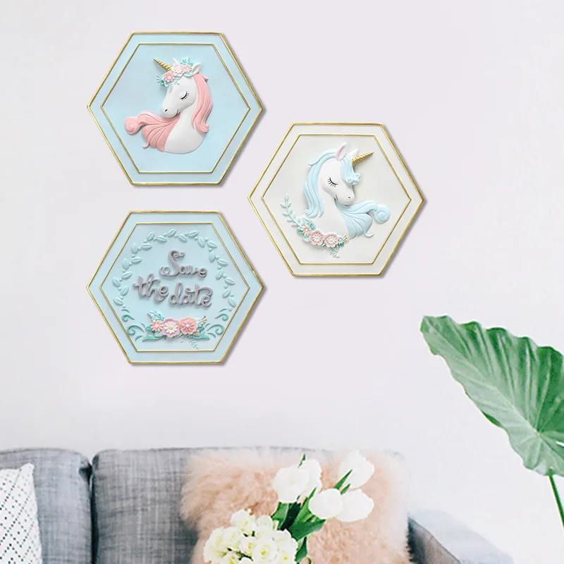 Nordic unicorn wall hanging home soft decoration creative resin decoration craft gift