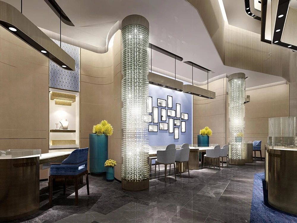 Bespoke Luxury Jewelry Shop Display Kiosk Retail Shopping Mall Display Showcase for Jewellery Jewelry Store interior design
