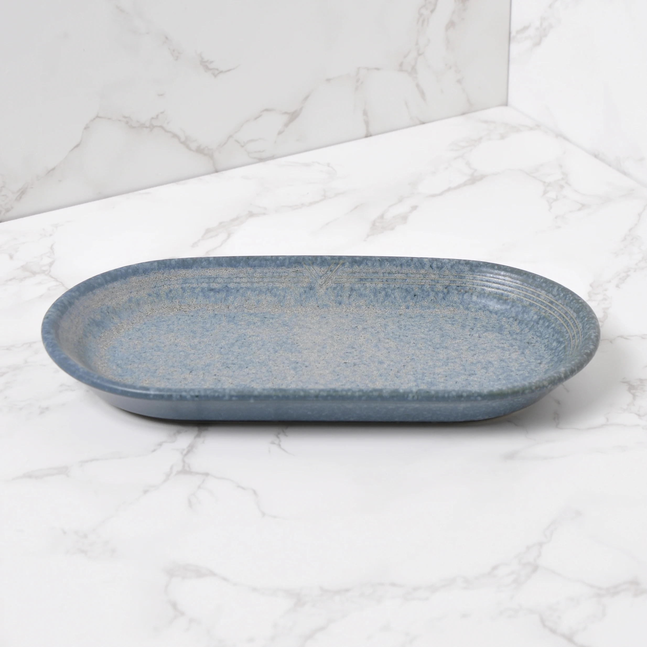 
reactive glaze triangle relievo ceramic creamer and sugar pot set with tray for afternoon tea 