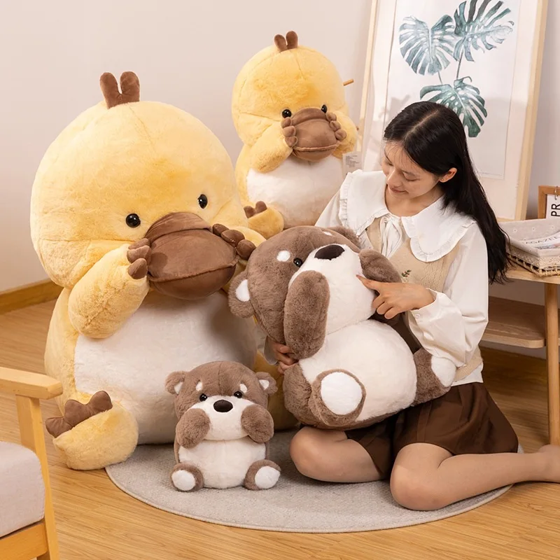 Shy platypus stuffed animal plush toys cute otter girls sleep pillow rag doll wholesale