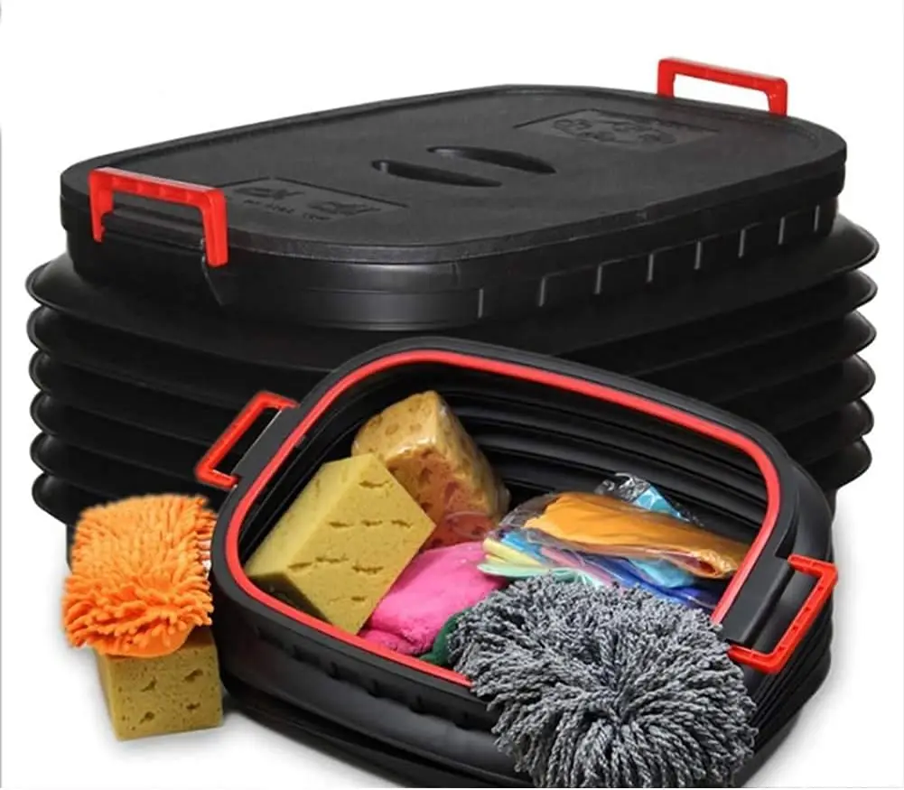 37L Large volume square wash bucket telescopic trash  bin waterproof car garbage can car organizers in car foldable wash bucket