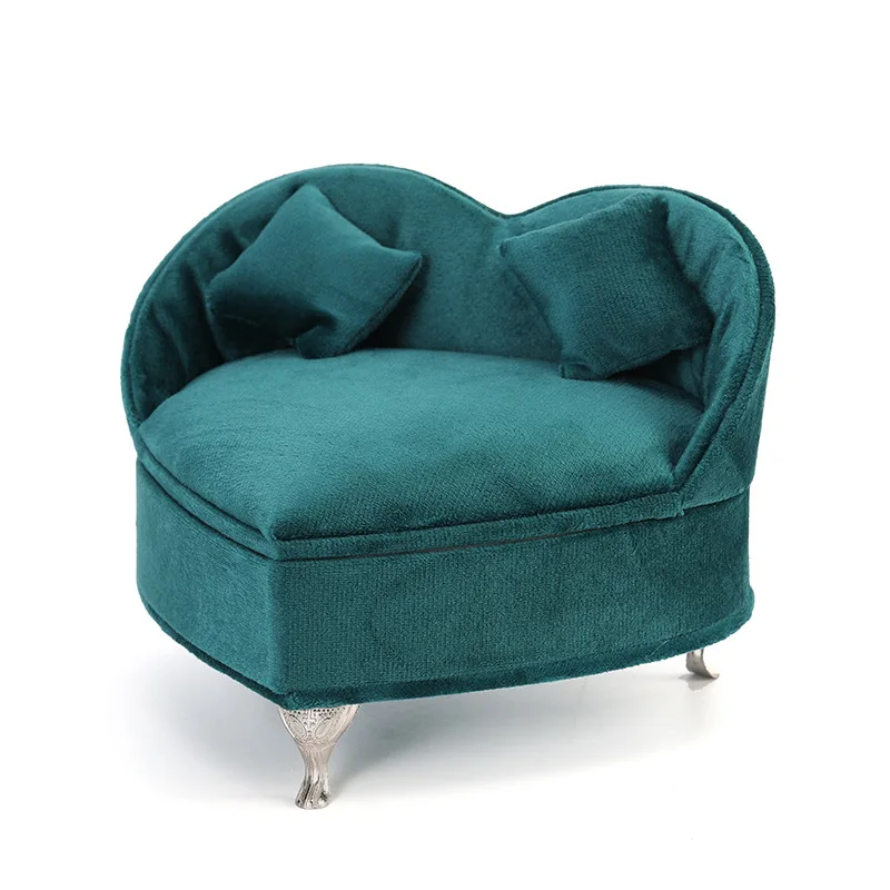 Hot Selling Dutch Flannel Jewelry Box Compact Sofa Accessories Storage Box Makeup Mirror Decorative Ring Storage Organizer Whole