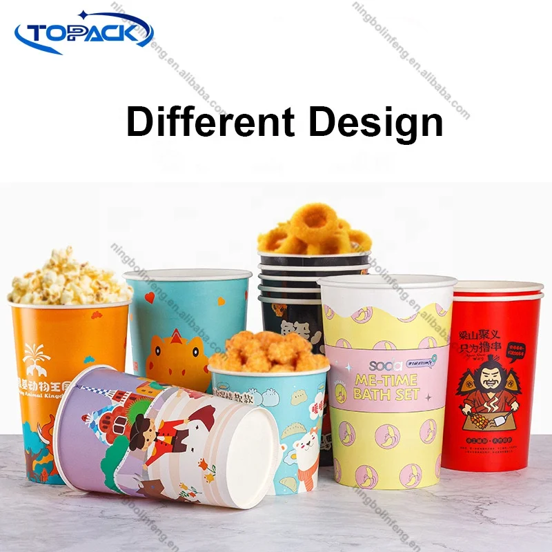 Promotion Custom LOGO  Popcorn Bucket Paper Fried Chicken Disposable Paper Bucket Bowl For Food Packing