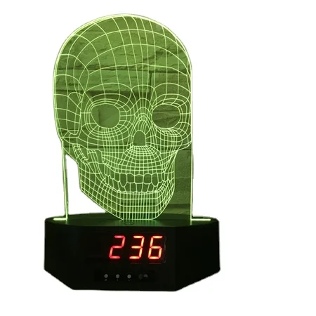 Skull  Shape Lamp 3d  Alarm Clock LED-hologramm Holiday  Decoration Gift Lamp
