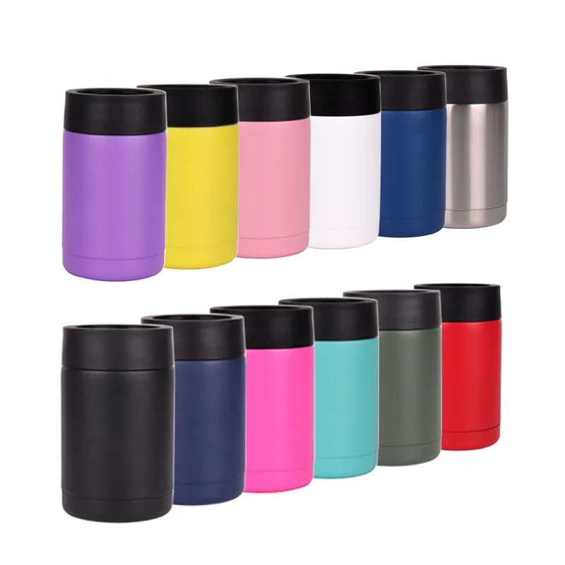 Powder Coated 12oz Can Cooler Stainless Steel Vacuum Insulator Keep Beer Bottle & Soda Can Cold or Hot Mug Holder
