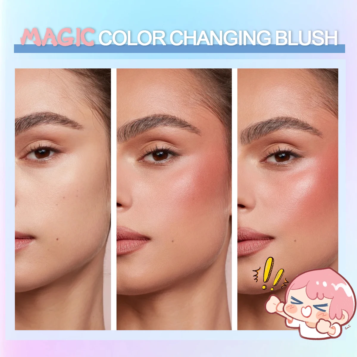 OEM Custom 3 In 1 Blush Makeup Black Color Changing Orange Pink Cream Magic Blush Private Label