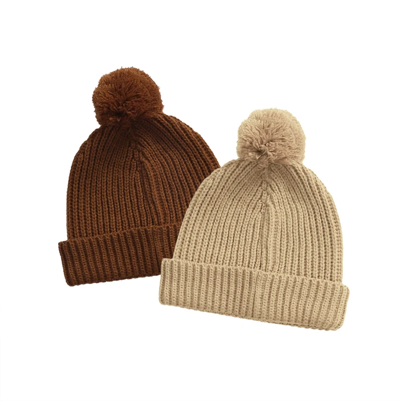 Cozy Chunky Winter Infant Toddler Kids Beanies Newborn Baby Pom Knit Hats