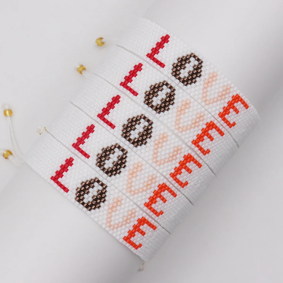 custom Boho Style Love Cute White Diy Hand Weaving Women Heart Bracelet Ladies Accessory Miyuki Bead Bracelets