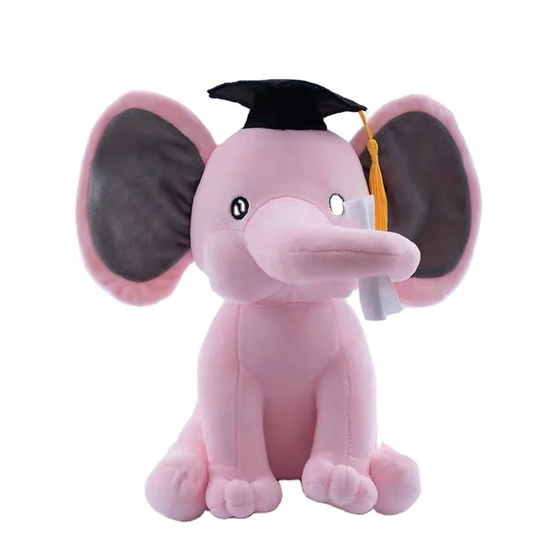 Plush Toy Student Doctor Hat Elephant Graduation Gift Plush Toy Elephant School Graduation Gift Mascot Elephant
