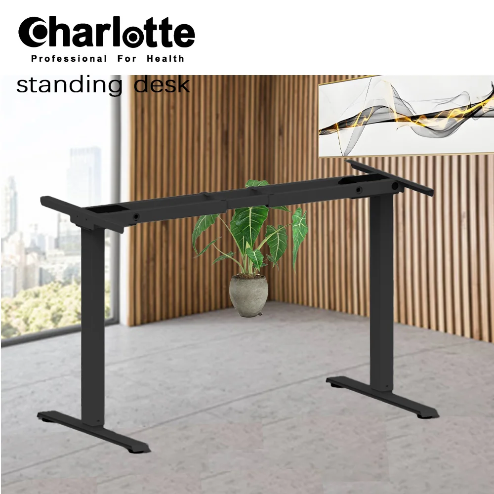 Dual-Motor Adjustable L-Shaped Stand Desk Ergonomic Iron & Steel Computer Desk for Office School with Dual Motor Functionality