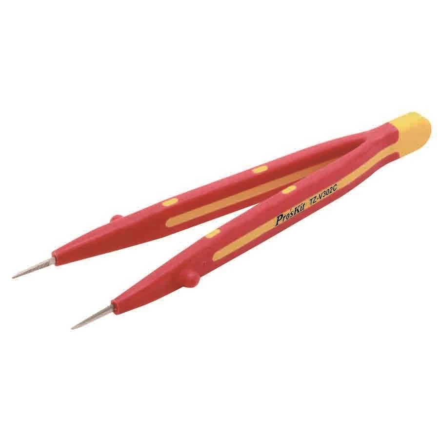 Proskit TZ-V302B VDE 1000V Insulated Curved Tip Tweezer 159mm for High Voltage Alternating Current Electrical Workshop 1KV