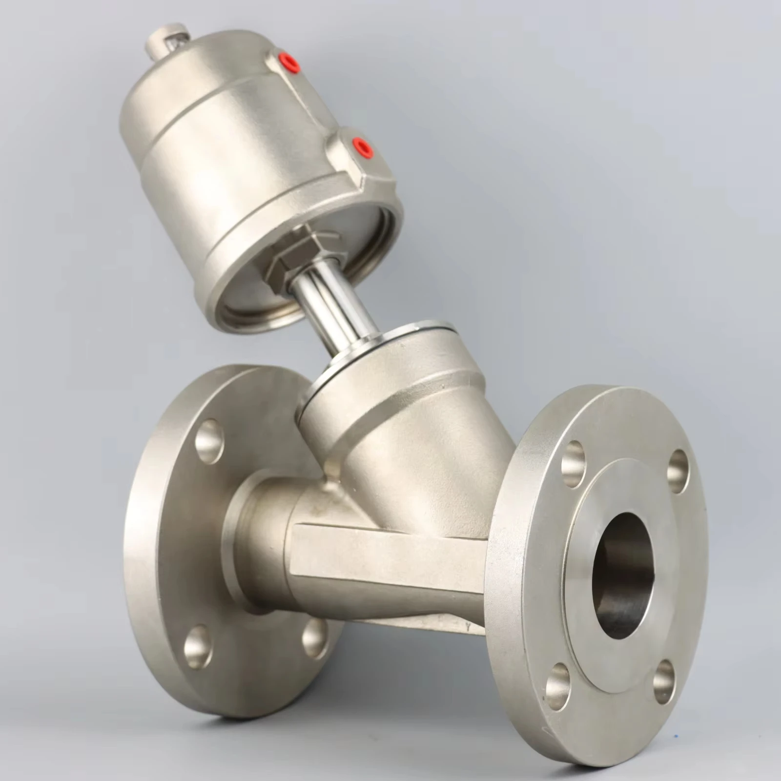 2Inch Stainless Steel SS316L Normal Closed Y Type Waterproof Hammer Flange Pneumatic Angle Seat Valve