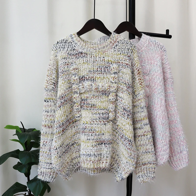 New Design Vintage Loose Knit Womens Sweater Fashion Casual Lazy Wind Knit Sweater For Woman