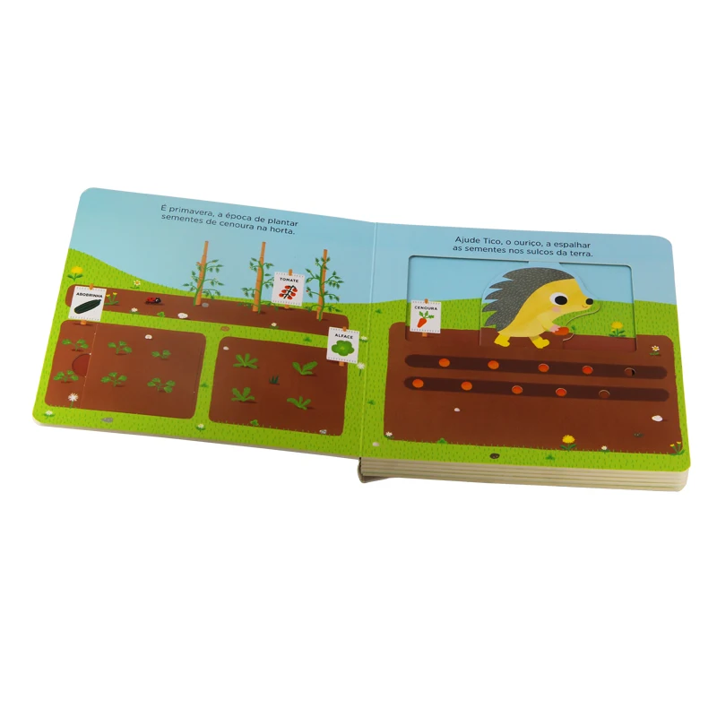 Factory Custom Kids Board Book Publishing Printing Services Children Cardboard Book Push and Pull Board Book