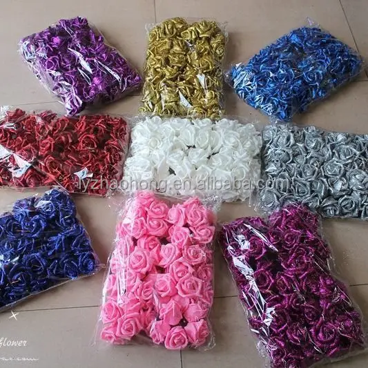 PE simulation foam flower DIY bear accessories rose PU rose flower decoration supplies Gold powder silver powder rose flower