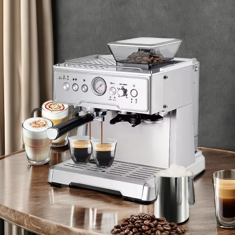 Multifunctional Electric Adjust Home Restaurant Commercial Smart Coffee Maker Espresso Machine with Grinder and Milk Frother