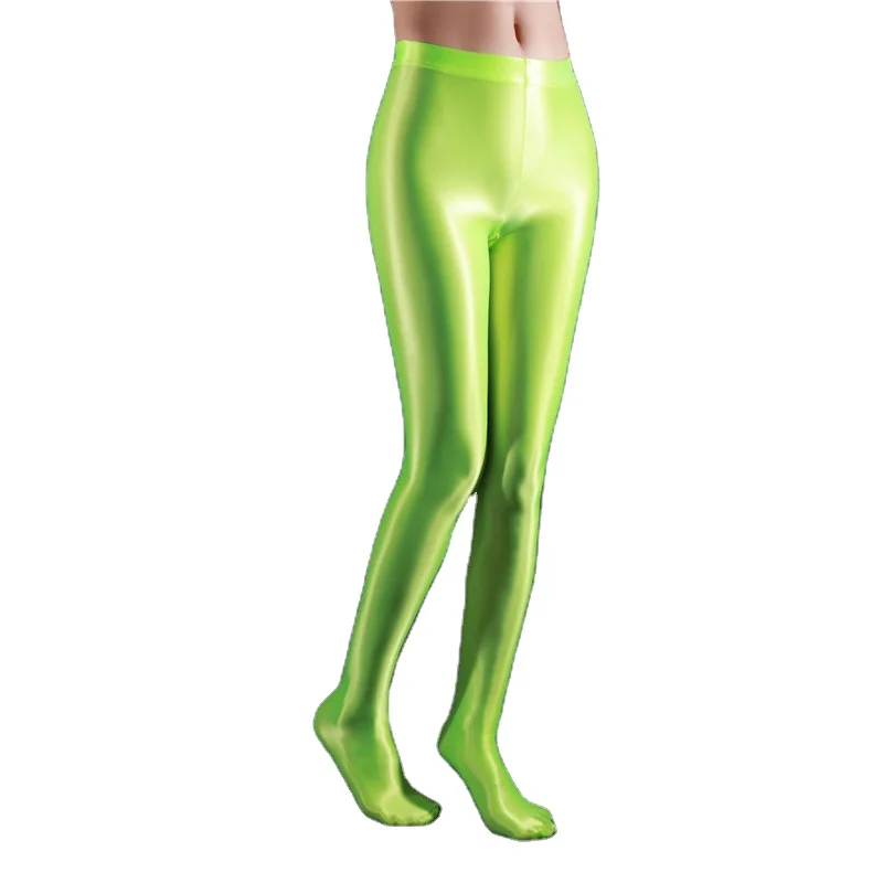 Wholesale High Waist Sexy Oily Pantyhose Breathable Stretch Sports Training Yoga Leggings Ultra-thin Transparent Smooth Leggings