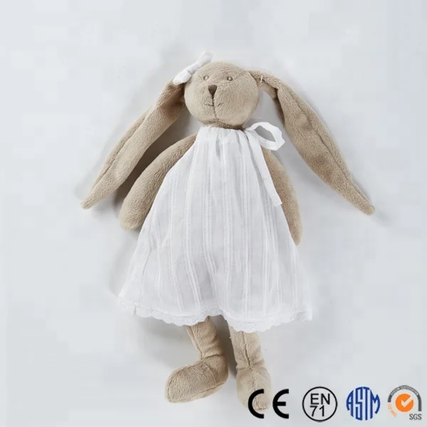 OEM ODM Custom Easter stuffed bunny rabbit soft toys with linen cloth body plush toy
