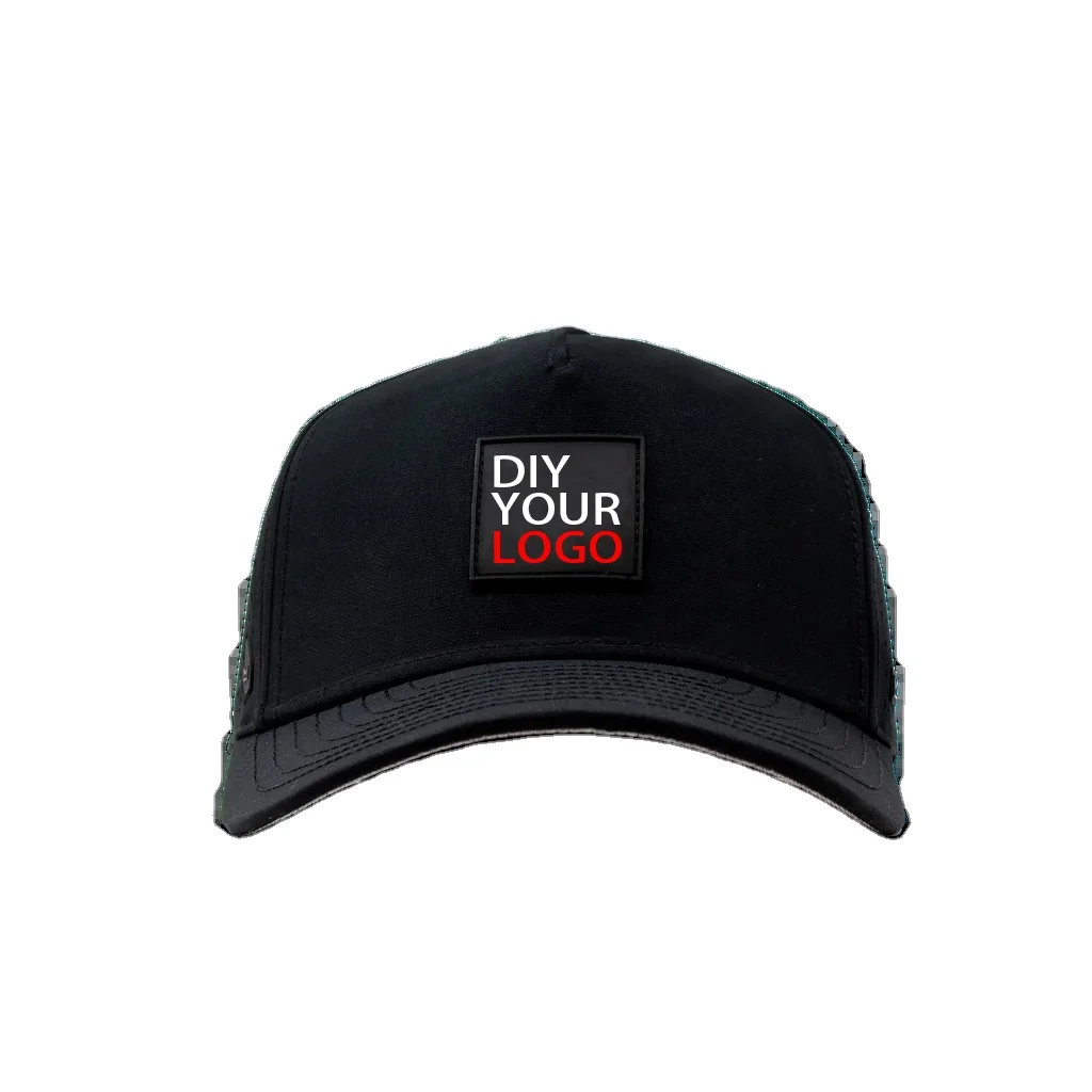 High Quality Laser Cut Hole Sports Cap Custom 5 Panel Rubber Pvc Logo Baseball Hat Breathable Gorras