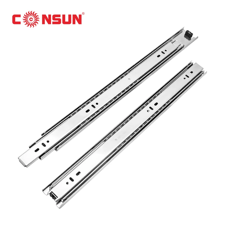 2022 Furniture Hardware Accessary Hot Sale Heavy Duty Full Extension Ball Bearing 3 Fold Telescopic Channel Drawer Steel Slides