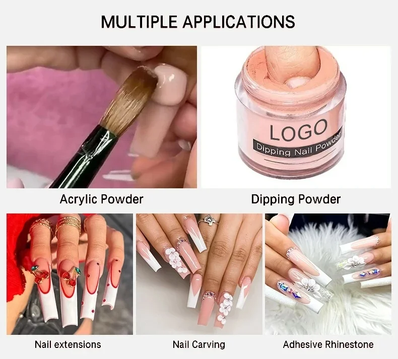 Wholesale 5 in 1 bulk Acrylic Nail Powder Cover Pink Nude Buttery Crystal Clear Acrylic Powder